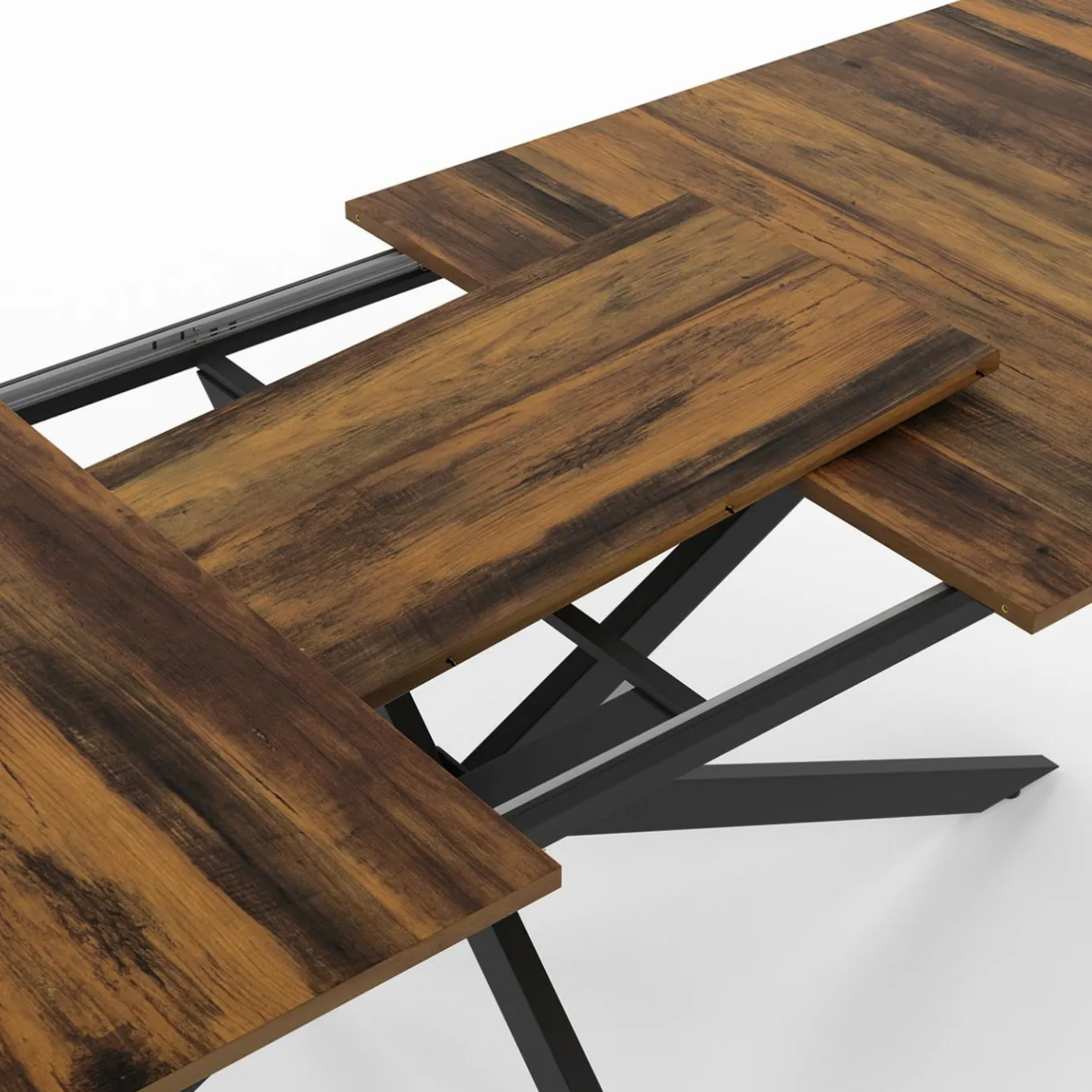 IDMarket Table à manger extensible rectangle pied araignée noir* Collection Vintage|Salle À Manger Complète