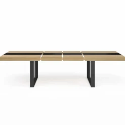 IDMarket Table à manger extensible bois et bande centrale noire* Collection Design|Tables