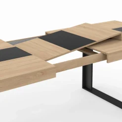 IDMarket Table à manger extensible bois et bande centrale noire* Collection Design|Tables