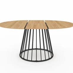 IDMarket Table à manger extensible ronde 110-150 cm 4-8 personnes bois et pied filaire noir* Tables Et Chaises|Tables