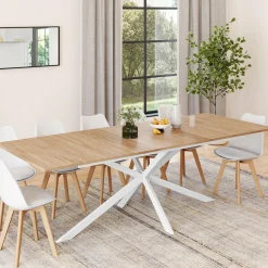 IDMarket Table à manger extensible rectangle pied araignée bois* Salle À Manger Complète|Tables Et Chaises