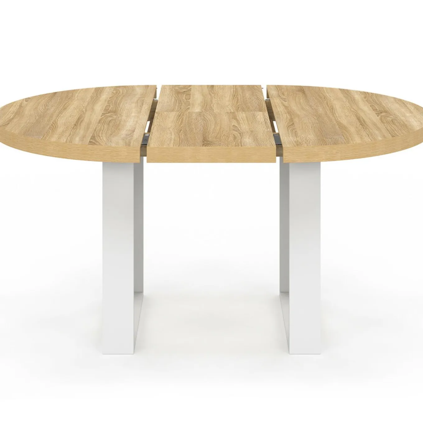 IDMarket Table à manger extensible ronde bois et blanc 110-150 cm pour 4 à 6 personnes* Tables|Tables Et Chaises