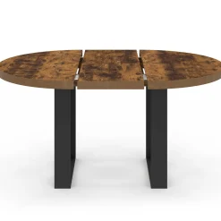 IDMarket Table à manger extensible ronde 4-6 personnes bois foncé effet vieilli et noir* Tables|Tables Et Chaises
