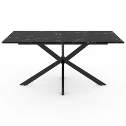 IDMarket Table à manger extensible effet marbre noir* Collection Design|Collection Moderne