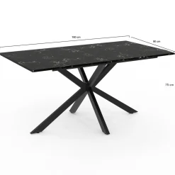 IDMarket Table à manger extensible effet marbre noir* Collection Design|Collection Moderne