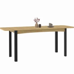 IDMarket Table à manger extensible rectangulaire bois et noir* Tables