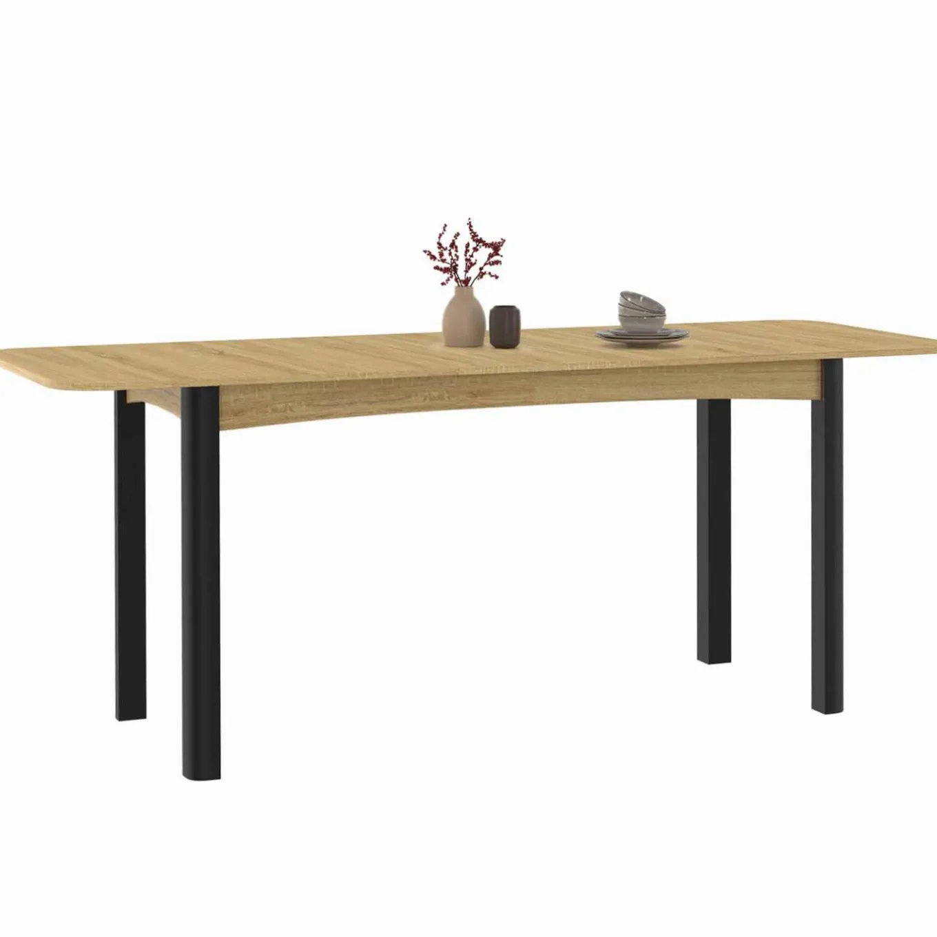 IDMarket Table à manger extensible rectangulaire bois et noir* Tables