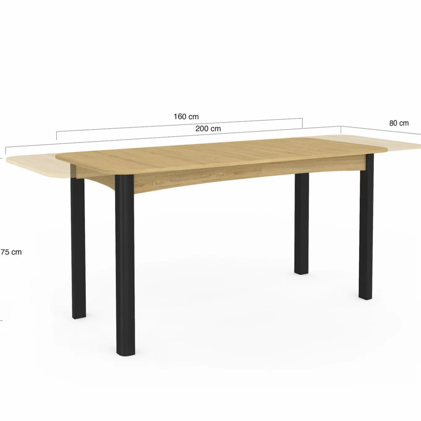 IDMarket Table à manger extensible rectangulaire bois et noir* Tables