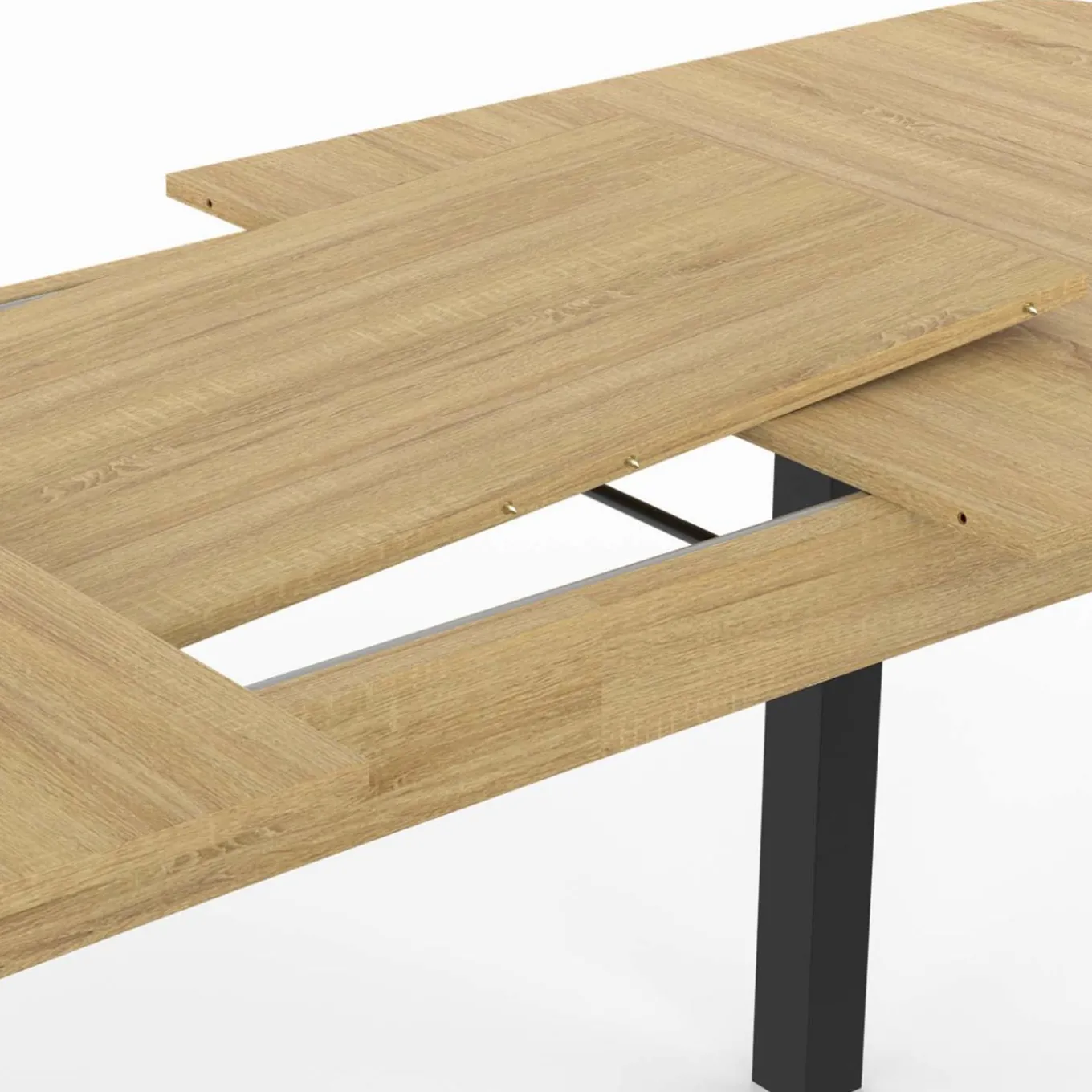 IDMarket Table à manger extensible rectangulaire bois et noir* Tables