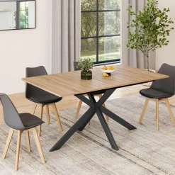 IDMarket Table à manger extensible 6-10 personnes bois et noir 160-200 cm* Collection Industrielle|Salle À Manger Complète