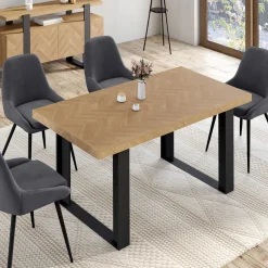 IDMarket Table à manger extensible rectangulaire effet chevrons et noir* Collection Design|Tables