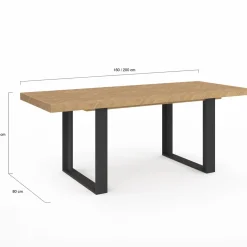 IDMarket Table à manger extensible rectangulaire effet chevrons et noir* Collection Design|Tables