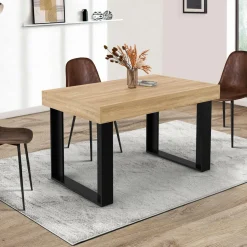 IDMarket Table à manger extensible 120-160 cm 4-6 personnes noire et bois* Meubles En Bois|Tables