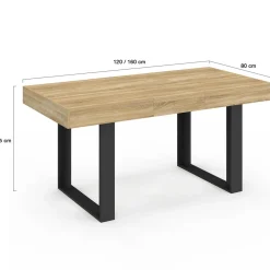 IDMarket Table à manger extensible 120-160 cm 4-6 personnes noire et bois* Meubles En Bois|Tables