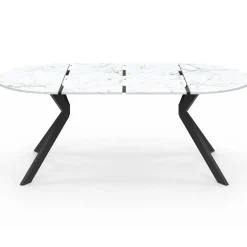 IDMarket Table à manger extensible ronde 4-10 personnes pied araignée noir plateau effet marbre blanc 110-200 cm* Collection Design|Collection Moderne