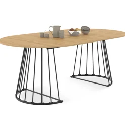 IDMarket Table à manger extensible ronde 4-10 personnes bois et noir 110 - 200 cm* Tables|Tables Et Chaises