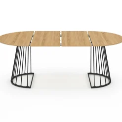 IDMarket Table à manger extensible ronde 4-10 personnes bois et noir 110 - 200 cm* Tables|Tables Et Chaises