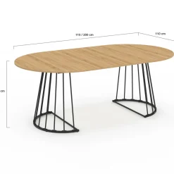 IDMarket Table à manger extensible ronde 4-10 personnes bois et noir 110 - 200 cm* Tables|Tables Et Chaises