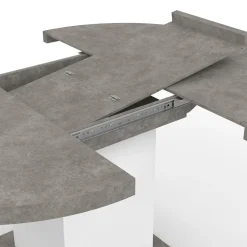 IDMarket Table à manger extensible ronde 4-8 personnes béton et blanc 120-160 cm* Meubles En Bois|Tables