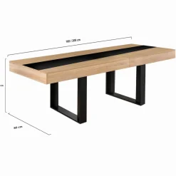 IDMarket Table à manger extensible 6-10 personnes bois et bande centrale noire* Collection Moderne|Salle À Manger Complète