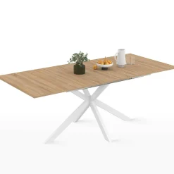 IDMarket Table à manger extensible rectangulaire bois et blanc* Tables