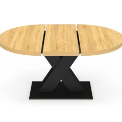 IDMarket Table à manger extensible ronde 4-8 personnes bois et noir 110 - 150cm* Tables|Salle À Manger Complète
