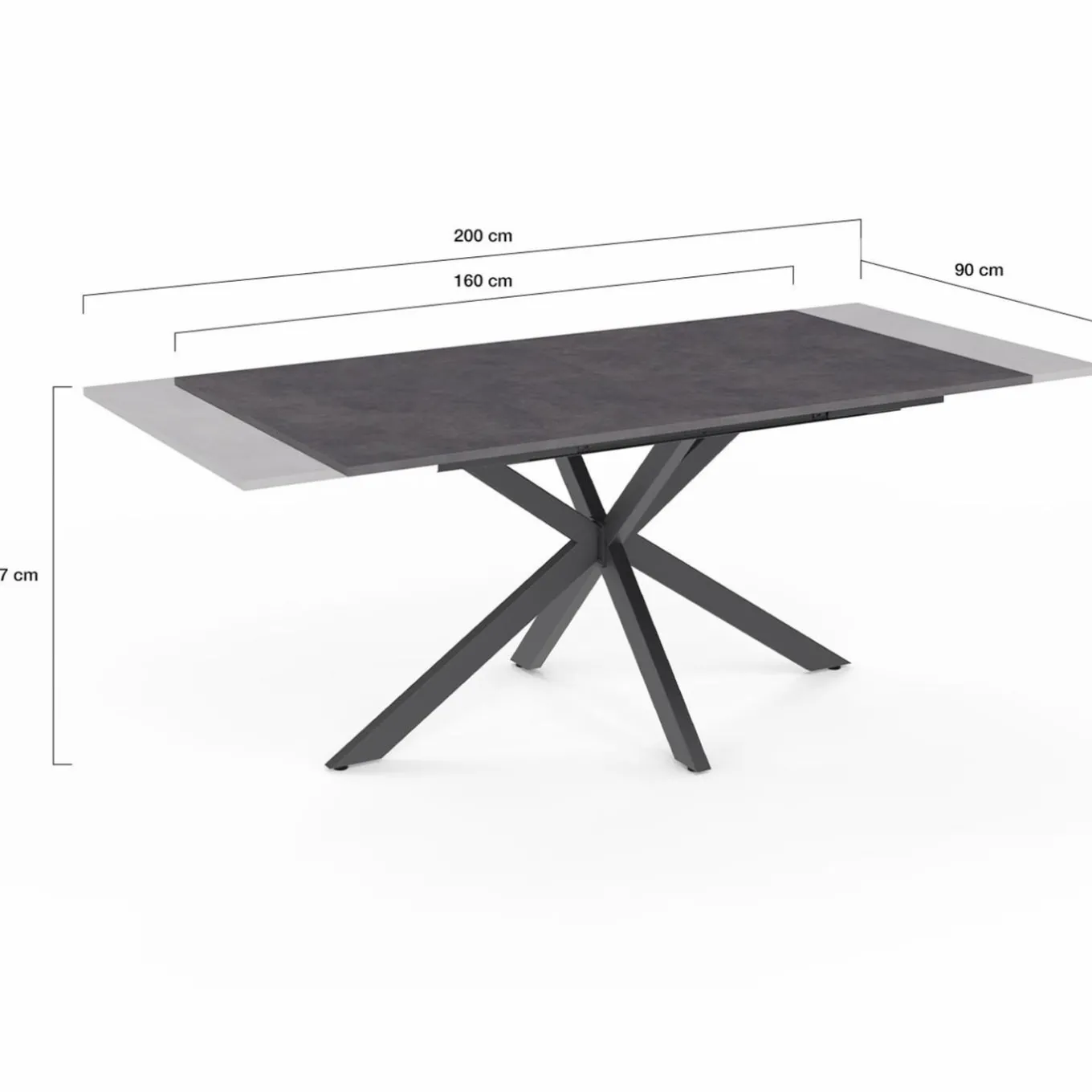 IDMarket Table à manger extensible 6 à 10 personnes avec plateau effet béton pied araignée* Collection Design|Tables