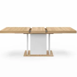 IDMarket Table à manger extensible rectangulaire bois façon hêtre et blanc* Tables|Tables Et Chaises
