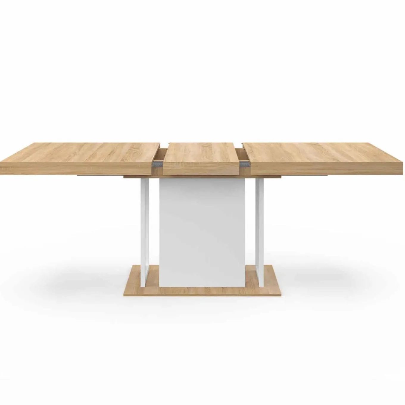 IDMarket Table à manger extensible rectangulaire bois façon hêtre et blanc* Tables|Tables Et Chaises