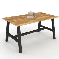 IDMarket Table à manger extensible rectangulaire bois et noir* Meubles En Bois|Tables