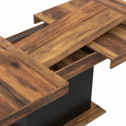 IDMarket Table à manger extensible rectangle bois foncé et noir* Collection Vintage|Tables