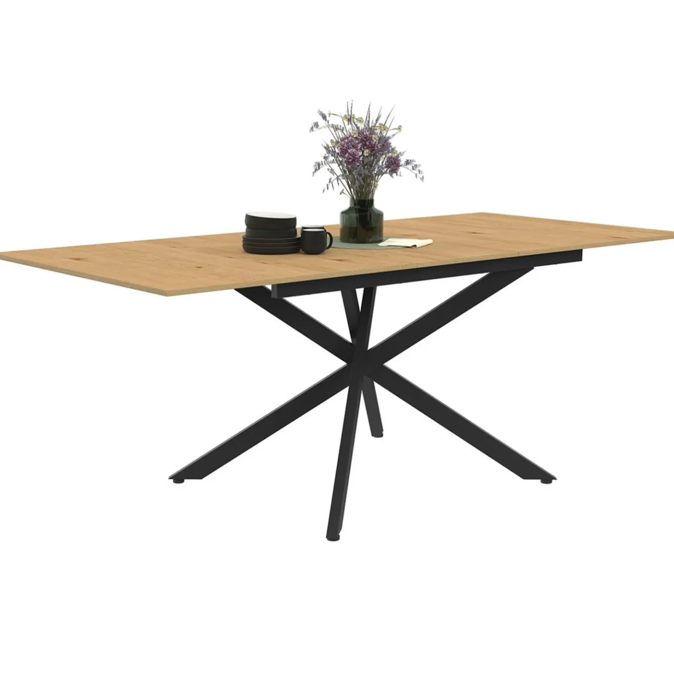 IDMarket Table à manger extensible bois et noir 6-10 personnes 160-200 cm* Tables