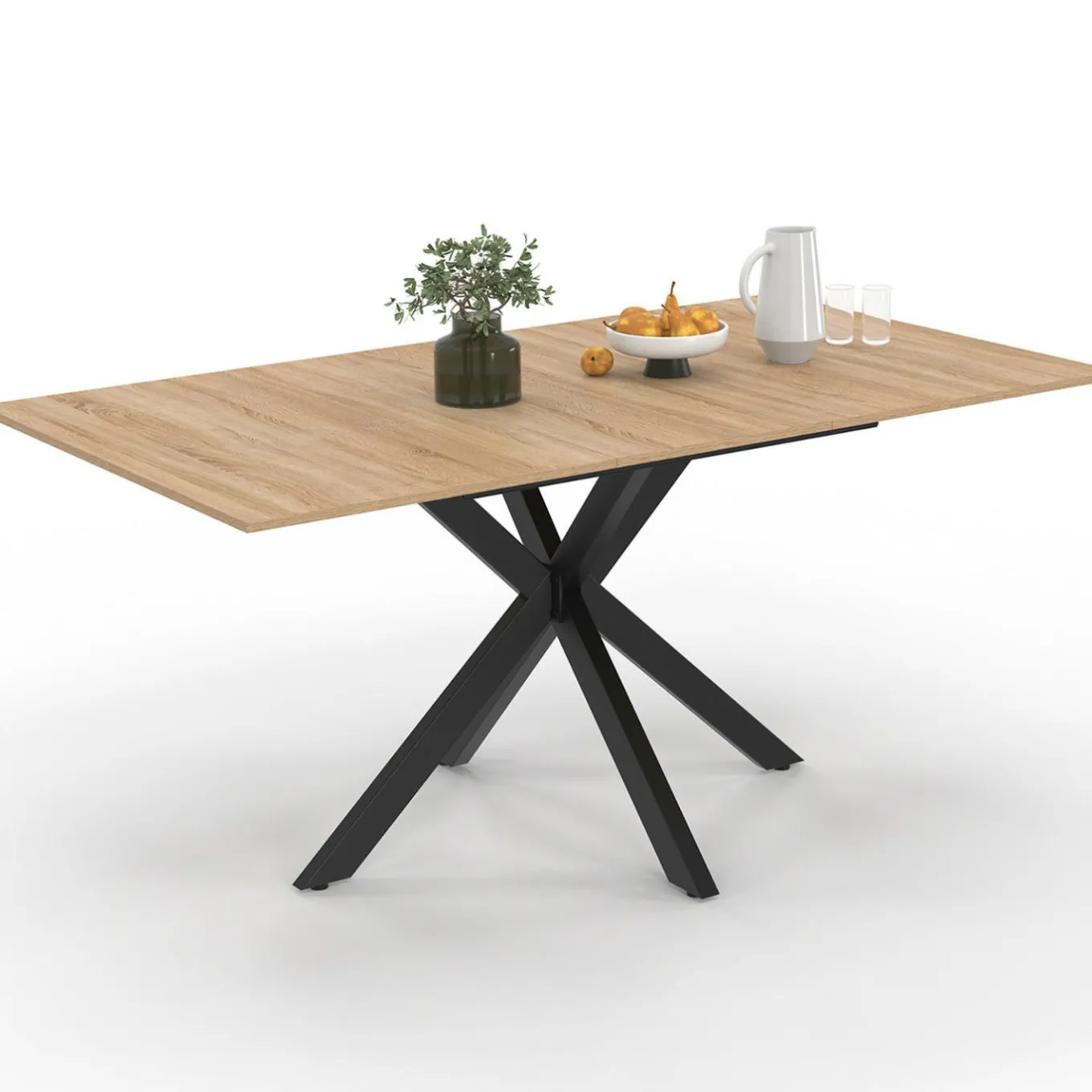IDMarket Table à manger extensible rectangle 120-160 cm 4-8 personnes pied araignée bois et noir* Tables|Tables Et Chaises