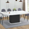 IDMarket Table à manger extensible 160-200 cm 6-10 personnes plateau effet marbre blanc pied noir* Tables|Tables Et Chaises