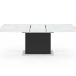IDMarket Table à manger extensible 160-200 cm 6-10 personnes plateau effet marbre blanc pied noir* Tables|Tables Et Chaises