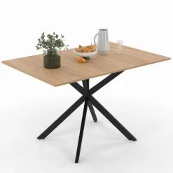 IDMarket Table à manger extensible carrée 80-120 cm 4-6 personnes pied araignée bois et noir* Tables|Tables Et Chaises