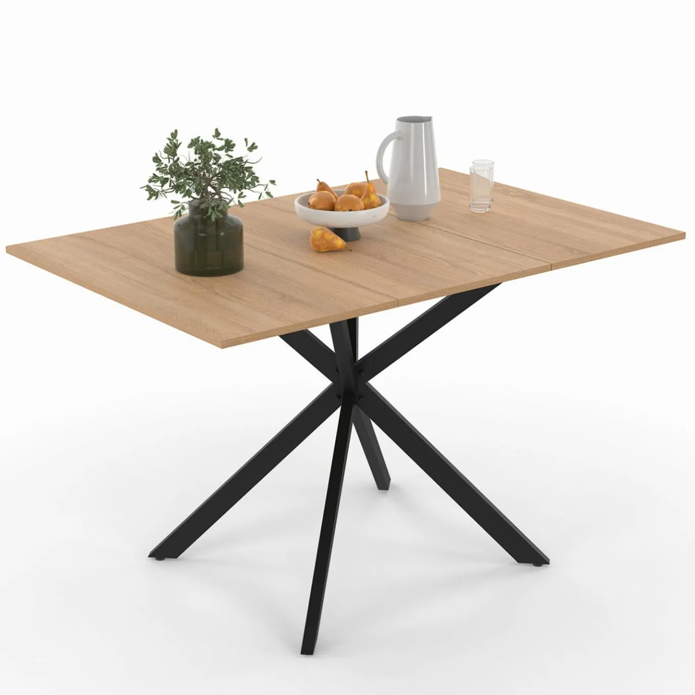 IDMarket Table à manger extensible carrée 80-120 cm 4-6 personnes pied araignée bois et noir* Tables|Tables Et Chaises