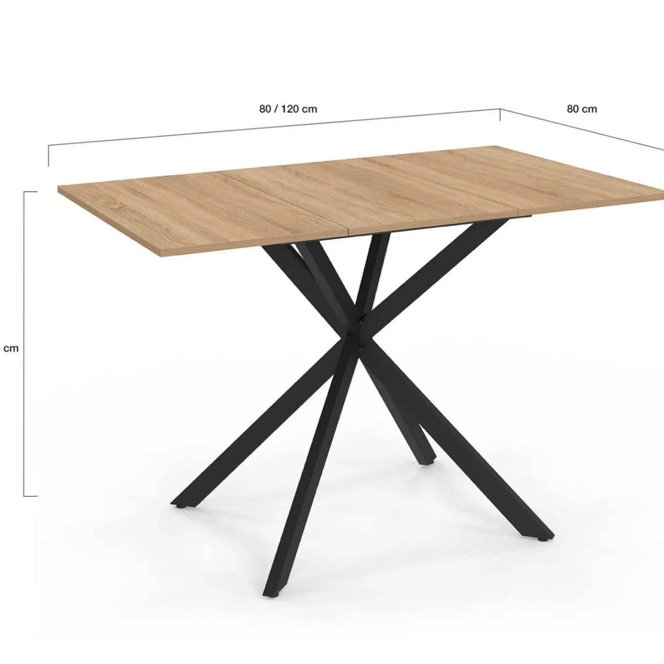 IDMarket Table à manger extensible carrée 80-120 cm 4-6 personnes pied araignée bois et noir* Tables|Tables Et Chaises