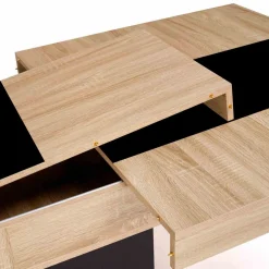 IDMarket Table à manger extensible bois et bande centrale noire 6-10 personnes* Collection Design|Collection Moderne