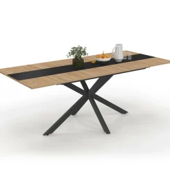 IDMarket Table à manger extensible rectangle bois et bande centrale noir 160 - 200 cm* Tables Et Chaises|Tables