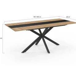 IDMarket Table à manger extensible rectangle bois et bande centrale noir 160 - 200 cm* Tables Et Chaises|Tables
