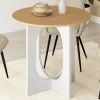 IDMarket Table à manger fixe ronde 4 personnes pied arc blanc et bois 80 cm* Meubles Blancs|Meubles En Bois