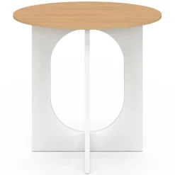 IDMarket Table à manger fixe ronde 4 personnes pied arc blanc et bois 80 cm* Meubles Blancs|Meubles En Bois