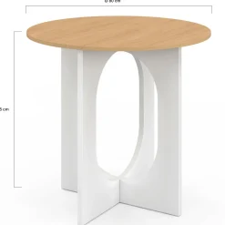 IDMarket Table à manger fixe ronde 4 personnes pied arc blanc et bois 80 cm* Meubles Blancs|Meubles En Bois