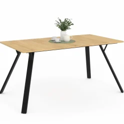 IDMarket Table à manger industrielle bois et noir 8 personnes 160 cm* Tables