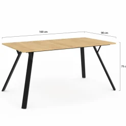 IDMarket Table à manger industrielle bois et noir 8 personnes 160 cm* Tables