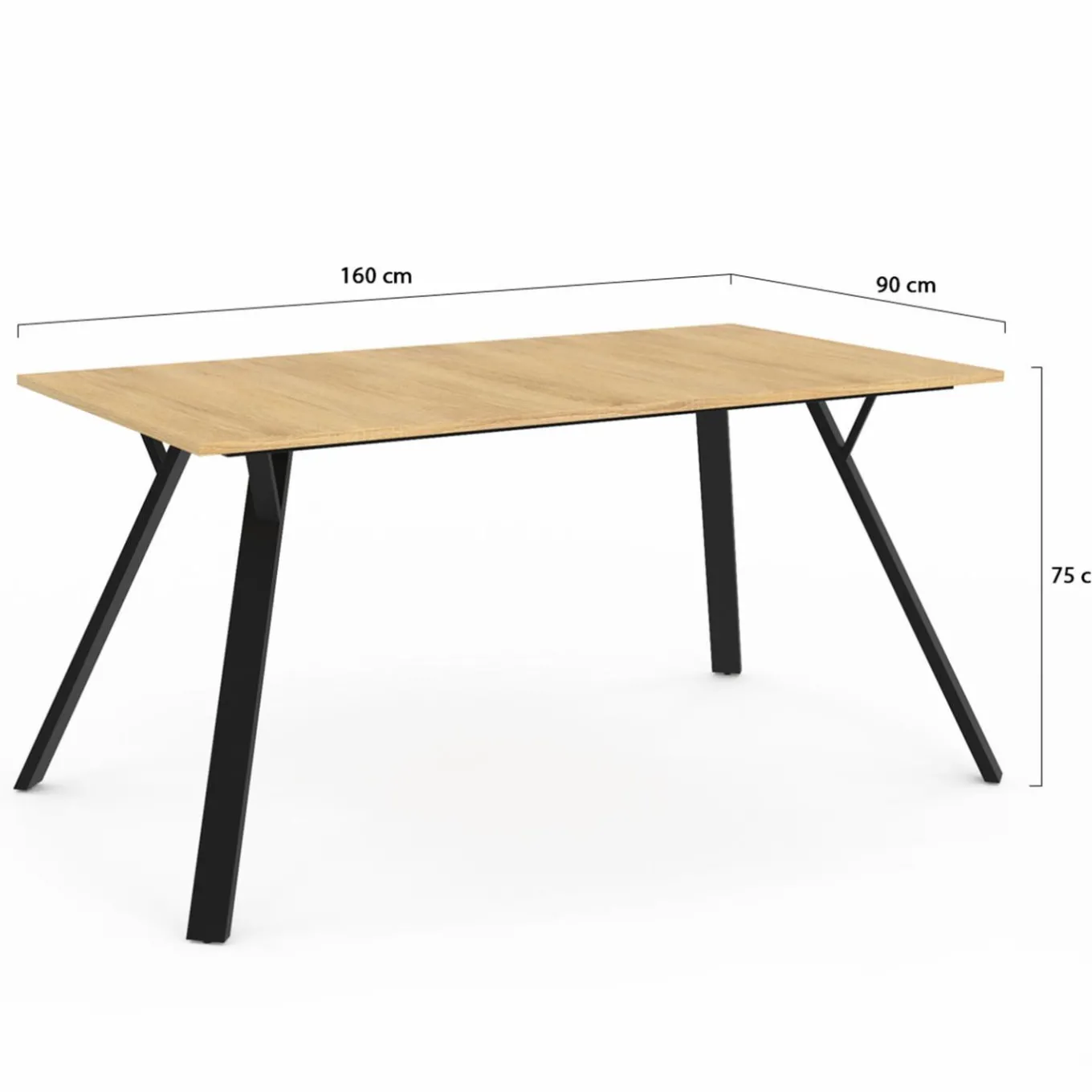 IDMarket Table à manger industrielle bois et noir 8 personnes 160 cm* Tables