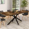 IDMarket Table à manger industrielle extensible 6-10 personnes bois foncé 160-200 cm* Collection Vintage|Tables