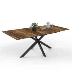IDMarket Table à manger industrielle extensible 6-10 personnes bois foncé 160-200 cm* Collection Vintage|Tables
