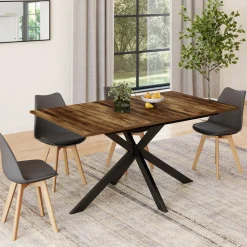 IDMarket Table à manger industrielle extensible 6-10 personnes bois foncé 160-200 cm* Collection Vintage|Tables